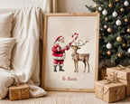 Set of 3 Christmas Prints Christmas Santa Claus with a Deer Print Xmas Printable Home Decor Christmas decorations Christmas Wall Art DIGITAL