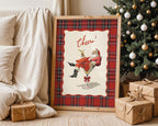 Cheers Santa Christmas Bar Cart Print, Vintage Plaid Cocktail Art, Retro Holiday Decor, Funny Martini Santa Poster Gift, DIGITAL DOWNLOAD