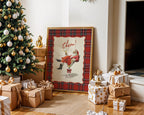 Cheers Santa Christmas Bar Cart Print, Vintage Plaid Cocktail Art, Retro Holiday Decor, Funny Martini Santa Poster Gift, DIGITAL DOWNLOAD