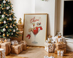 Mrs Santa Cheers Poster, Retro Christmas Wall Art, Funny Vintage Holiday Print, Martini Girl Bar Cart Decor DIGITAL DOWNLOAD