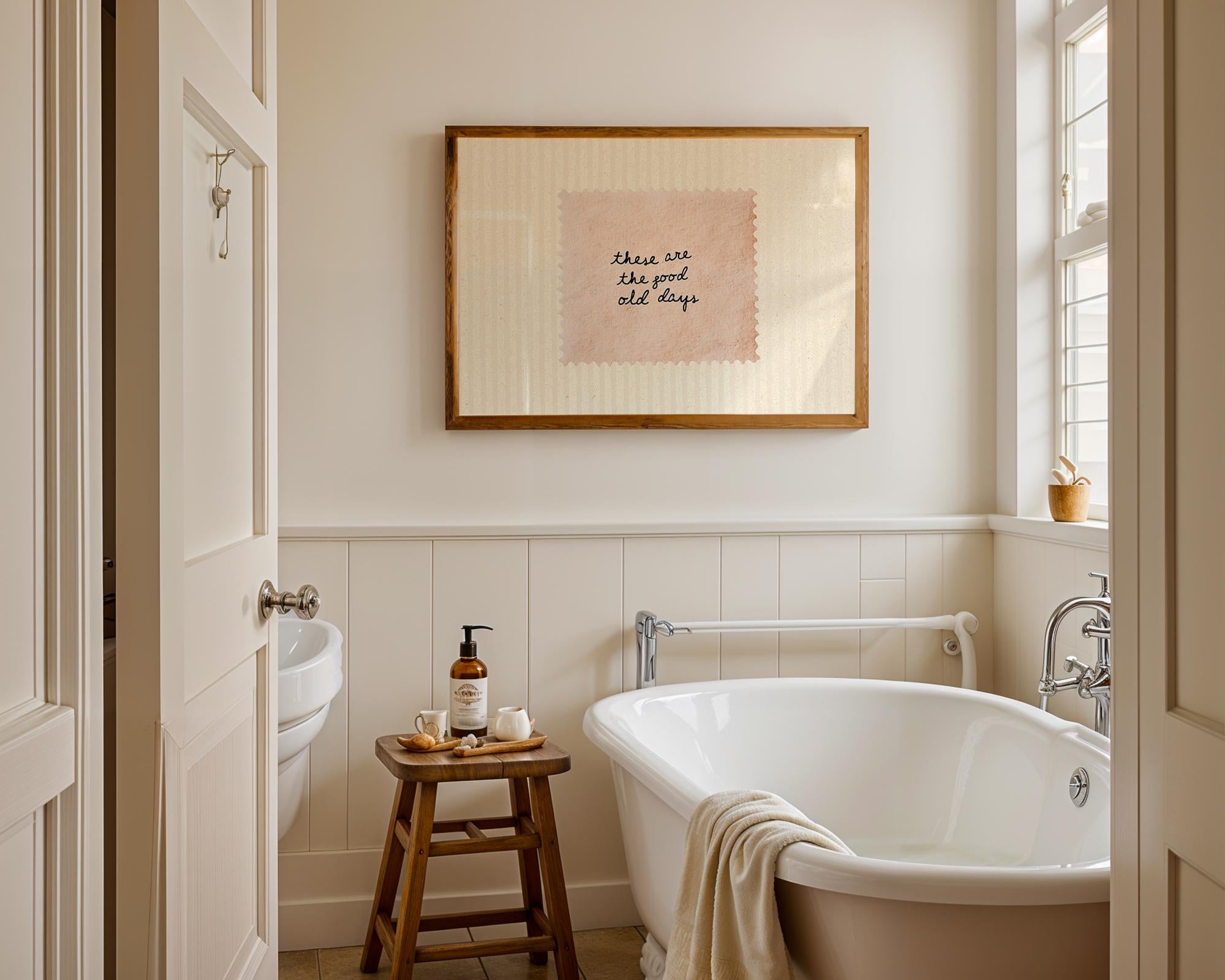 These Are The Good Old Days Print, Minimal Handwritten Quote Wall Art, Neutral Aesthetic Poster, Vintage Paper Typography Digital Download