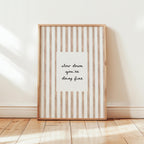 Slow Down You’re Doing Fine Print, Minimalist Quote Wall Art, Beige Striped Poster, Calm Home Decor, Neutral Typography Printable, DIGITAL