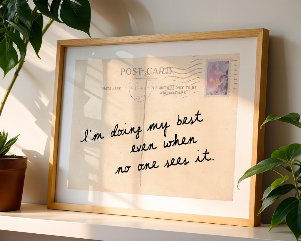 Vintage Postcard Art Print, Inspirational Quote Poster, Neutral Retro Printable Wall Decor, Aesthetic Typography Download