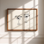 One For You One For Me Cocktail Print, Black Line Art Bar Cart Decor, Minimal Doodle Drink Illustration, Martini Wall Art Digital Download