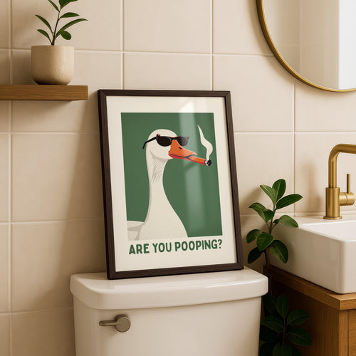 Funny Are You Pooping Goose Poster, Bathroom Humor Wall Art, Quirky Animal Print, Modern Funny Decor, Playful Toilet Printable Art