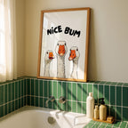 Nice Bum Goose Poster, Funny Bathroom Wall Art, Quirky Animal Print, Humorous Toilet Decor, Playful Restroom Printable for Home