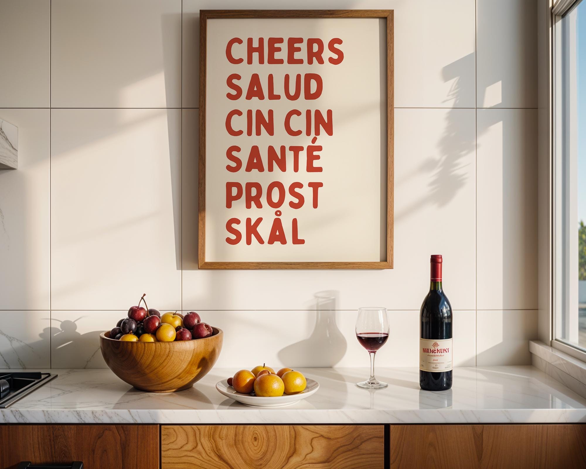 Cheers Salud Cin Cin Wall Art Printable, Bar Kitchen Decor, Cocktail Typography Print, Scandinavian Text Poster, Minimal Neutral Art DIGITAL