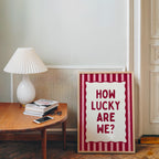 How Lucky Are We Printable, Preppy Wall Art, Love Quote Poster, Romantic Bedroom Decor, Cute Typography Print, Gallery Wall Digital Download