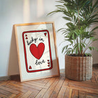 Lucky in Love Wall Art, Playing Card Heart Print, Valentine’s Day Poster, Cute Romantic Typography, Red Minimal Digital Download