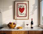 Lucky in Love Wall Art, Playing Card Heart Print, Valentine’s Day Poster, Cute Romantic Typography, Red Minimal Digital Download
