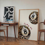 Leopard Gallery Wall Set of 3, Fashion Animal Wall Art, Lucky 8 Ball Print, Bold Chic Decor, Preppy Aesthetic Printable Art