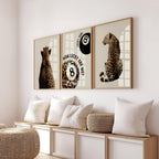 Neutral Beige Leopard Gallery Wall Set of 3, Lucky Girl 8 Ball Art, Minimal Chic Animal Prints, Preppy Aesthetic Printable Decor