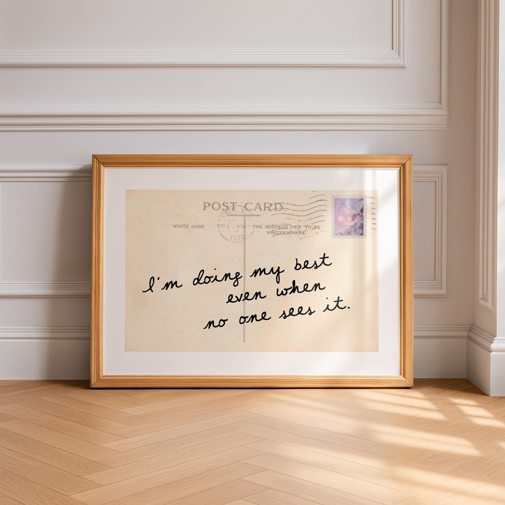 Vintage Postcard Art Print, Inspirational Quote Poster, Neutral Retro Printable Wall Decor, Aesthetic Typography Download
