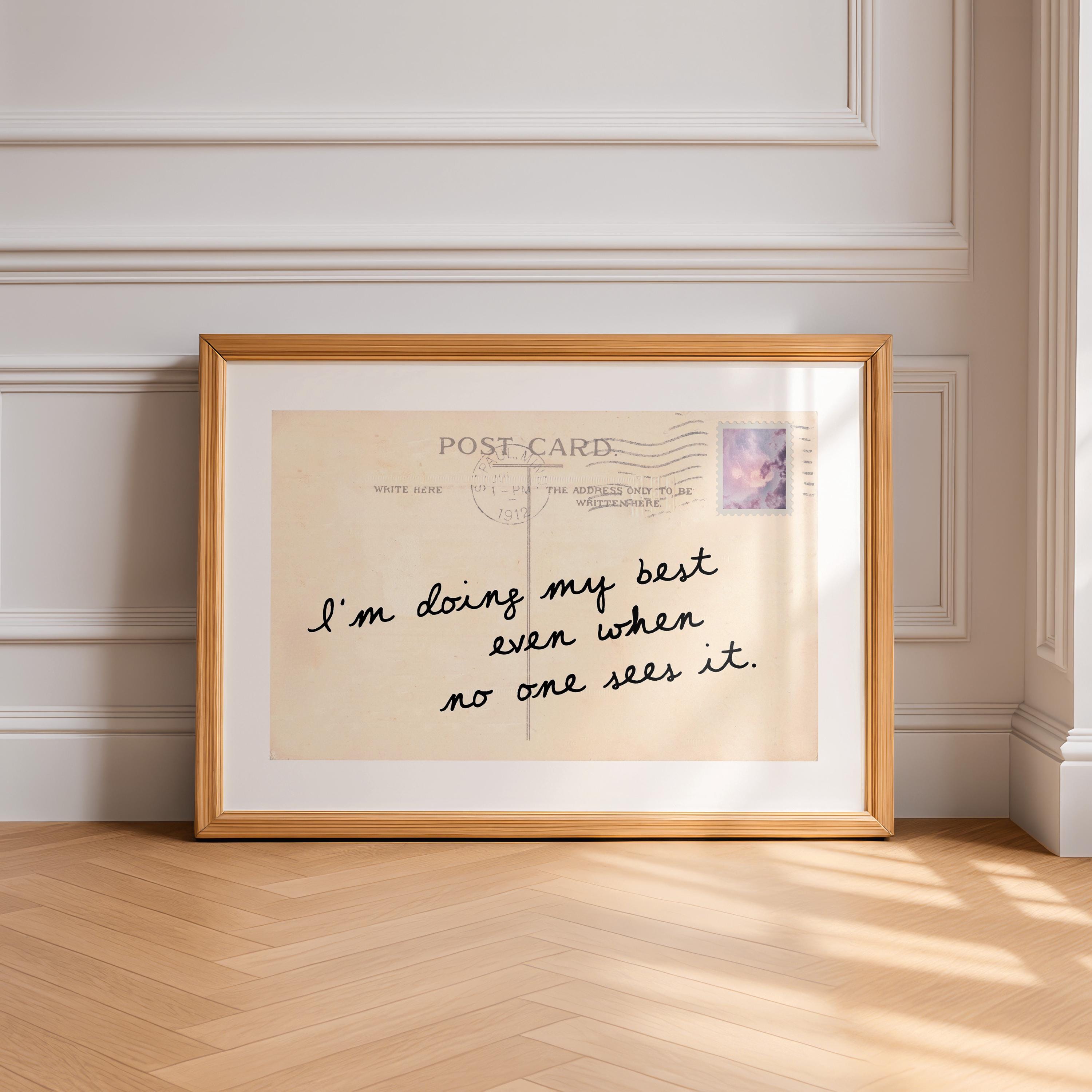 Vintage Postcard Art Print, Inspirational Quote Poster, Neutral Retro Printable Wall Decor, Aesthetic Typography Download