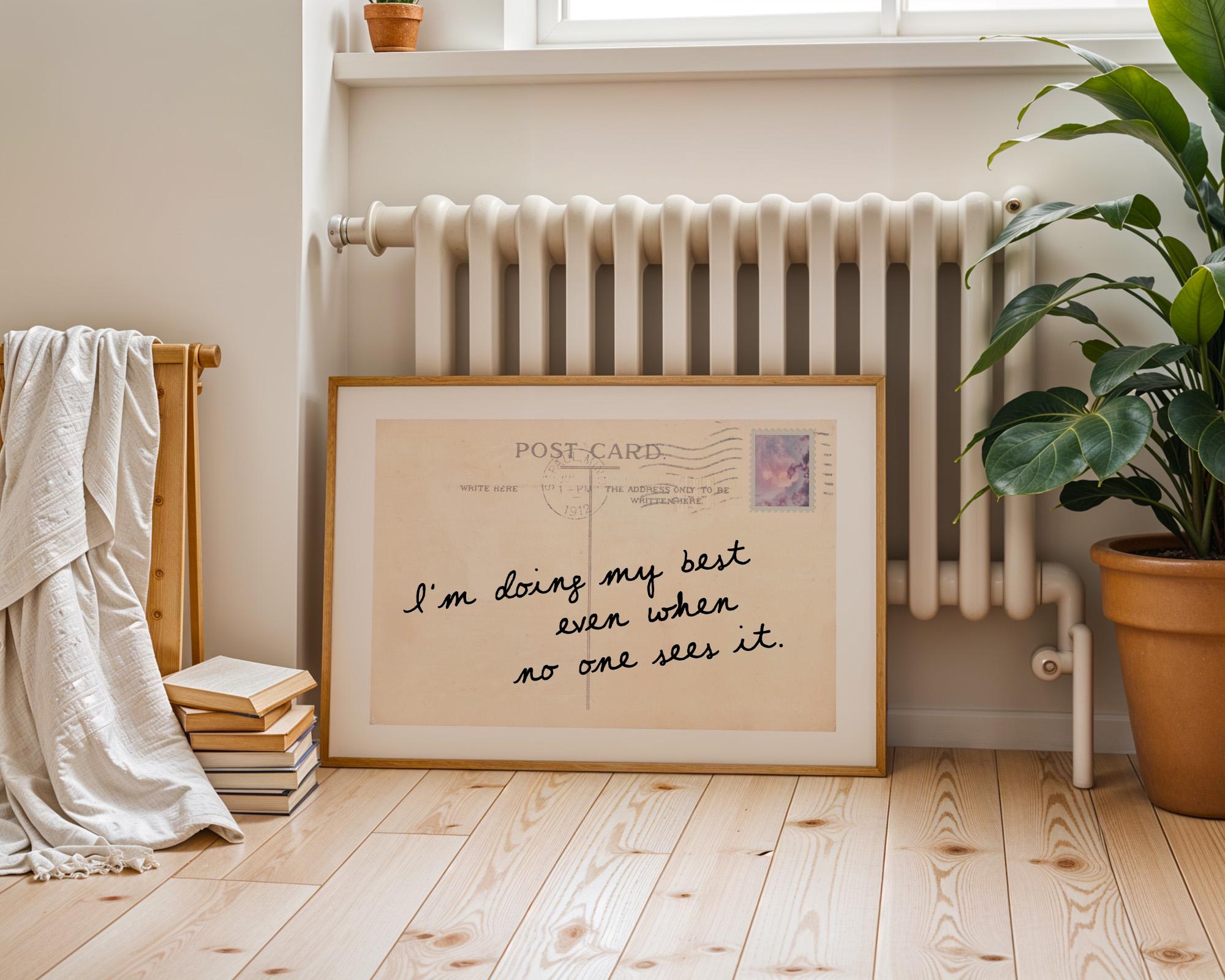 Vintage Postcard Art Print, Inspirational Quote Poster, Neutral Retro Printable Wall Decor, Aesthetic Typography Download