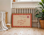 Actually It’s All Fun and Games Print, Vintage Postcard Wall Art, Retro Quote Printable, Red Stripe Typography Decor, Playful Home Poster