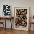 Leopard Print Wall Art, Burgundy Animal Pattern Poster, Bold Preppy Chic Decor, Fashion Leopard Artwork, Trendy Printable Art
