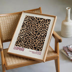 Leopard Print Wall Art, Burgundy Animal Pattern Poster, Bold Preppy Chic Decor, Fashion Leopard Artwork, Trendy Printable Art