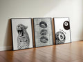 Black and White Leopard Gallery Wall Set of 3, Lucky Girl 8 Ball Art, Fashion Editorial Decor, Bold Monochrome Prints, Modern Printable Art