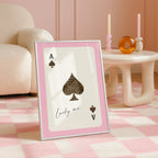 Pink Ace of Spades Wall Art, Lucky Me Playing Card Print, Leopard Poster, Coquette Pink Wall Decor, Girly Aesthetic, Trendy Lucky Girl Decor