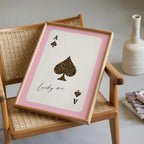 Pink Ace of Spades Wall Art, Lucky Me Playing Card Print, Leopard Poster, Coquette Pink Wall Decor, Girly Aesthetic, Trendy Lucky Girl Decor