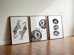 Black White Leopard Wall Art Set, Lucky Me 8 Ball Print, Fashion Lips Poster, Modern Chic Gallery Wall, Minimal Fashion Decor, Trendy Print