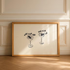One For You One For Me Cocktail Print, Black Line Art Bar Cart Decor, Minimal Doodle Drink Illustration, Martini Wall Art Digital Download