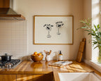 One For You One For Me Cocktail Print, Black Line Art Bar Cart Decor, Minimal Doodle Drink Illustration, Martini Wall Art Digital Download