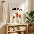 Nice Bum Goose Poster, Funny Bathroom Wall Art, Quirky Animal Print, Humorous Toilet Decor, Playful Restroom Printable for Home