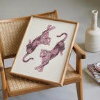 Pink Leopard Wall Art, Dancing Leopards Print, Feminine Luxury Animal Artwork, Chic Fashion Leopard Poster, Modern Girly Home Decor