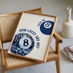 Leopard Fashion Blue Wall Art Set, Trendy Chic Printable Poster, Modern Glam Gallery Wall Decor, Stylish Lucky 8 Art, Fashion Home Decor