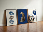 Blue Leopard Wall Art Set, How Lucky Are We Poster, 8 Ball Lucky Me Print, Fashion Animal Art, Modern Chic Gallery Print, Trendy Wall Art
