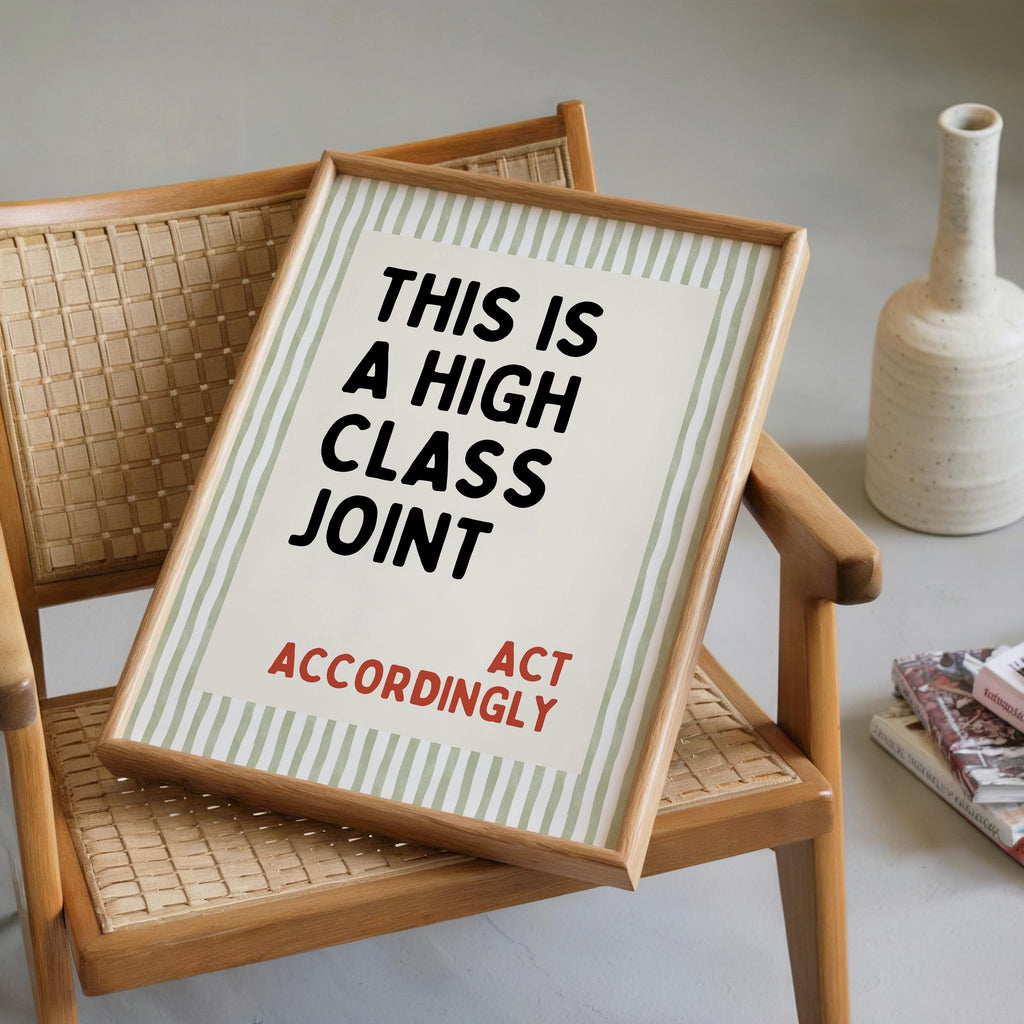 This Is a High Class Joint Wall Art, Funny Quote Poster, Bar Cart Wall Decor, Kitchen Typography Print, Modern Retro Wall Art, DIGITAL