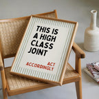 This Is a High Class Joint Wall Art, Funny Quote Poster, Bar Cart Wall Decor, Kitchen Typography Print, Modern Retro Wall Art, DIGITAL
