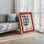 This Is a High Class Joint Wall Art, Bold Funny Quote Poster, Red Stripe Bar Cart Decor, Retro Typography Kitchen Print, DIGITAL DOWNLOAD