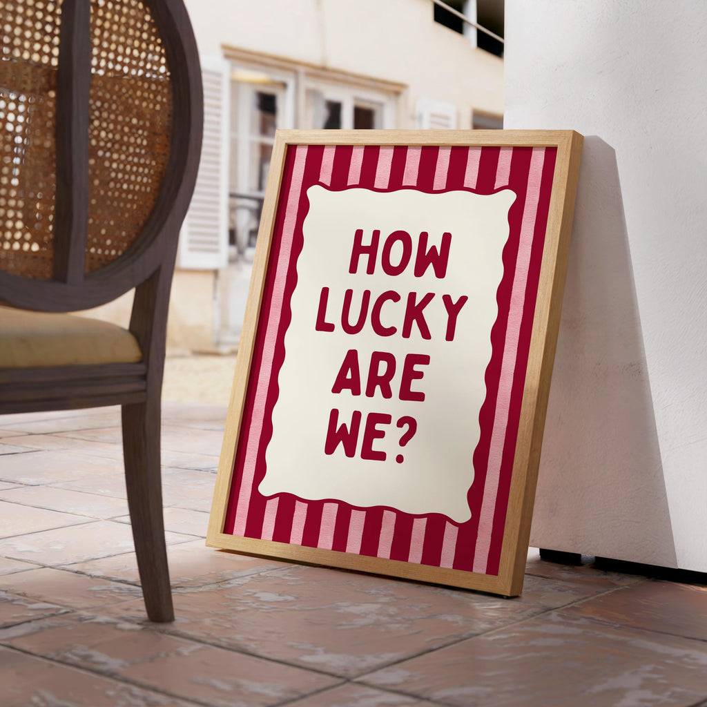 How Lucky Are We Printable, Preppy Wall Art, Love Quote Poster, Romantic Bedroom Decor, Cute Typography Print, Gallery Wall Digital Download