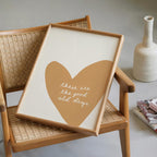 These Are the Good Old Days Print, Minimal Heart Wall Decor, Neutral Typography Poster, Cozy Modern Living Room Bedroom Home Art
