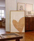 These Are the Good Old Days Print, Minimal Heart Wall Decor, Neutral Typography Poster, Cozy Modern Living Room Bedroom Home Art