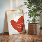 Love Actually Is All Around Print, Minimal Heart Wall Decor, Romantic Typography Poster, Cozy Modern Living Room Bedroom Home Art