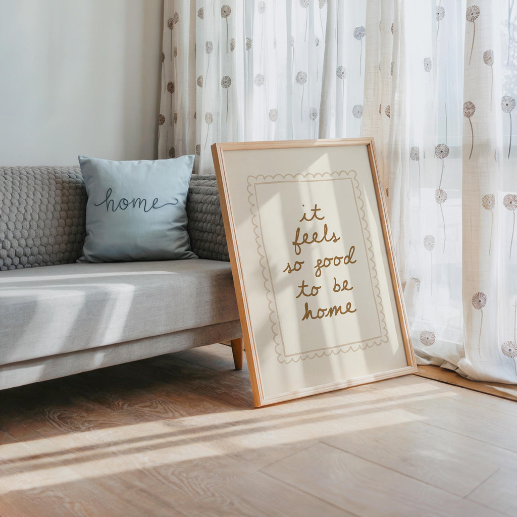 It Feels So Good To Be Home Print, Minimal Cozy Quote Poster, Neutral Wall Art, Home Decor Printable, Scandinavian Aesthetic Sign, DIGITAL