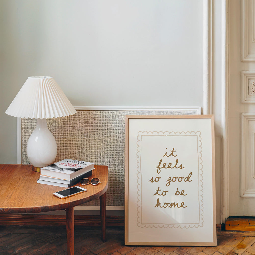 It Feels So Good To Be Home Print, Minimal Cozy Quote Poster, Neutral Wall Art, Home Decor Printable, Scandinavian Aesthetic Sign, DIGITAL