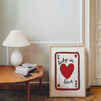 Lucky in Love Wall Art, Playing Card Heart Print, Valentine’s Day Poster, Cute Romantic Typography, Red Minimal Digital Download