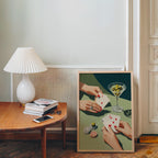 Playing Cards & Martini Bar Art Print, Retro Cocktail Wall Decor, Mid Century Modern Bar Cart Printable, Glam Home Artwork, DIGITAL