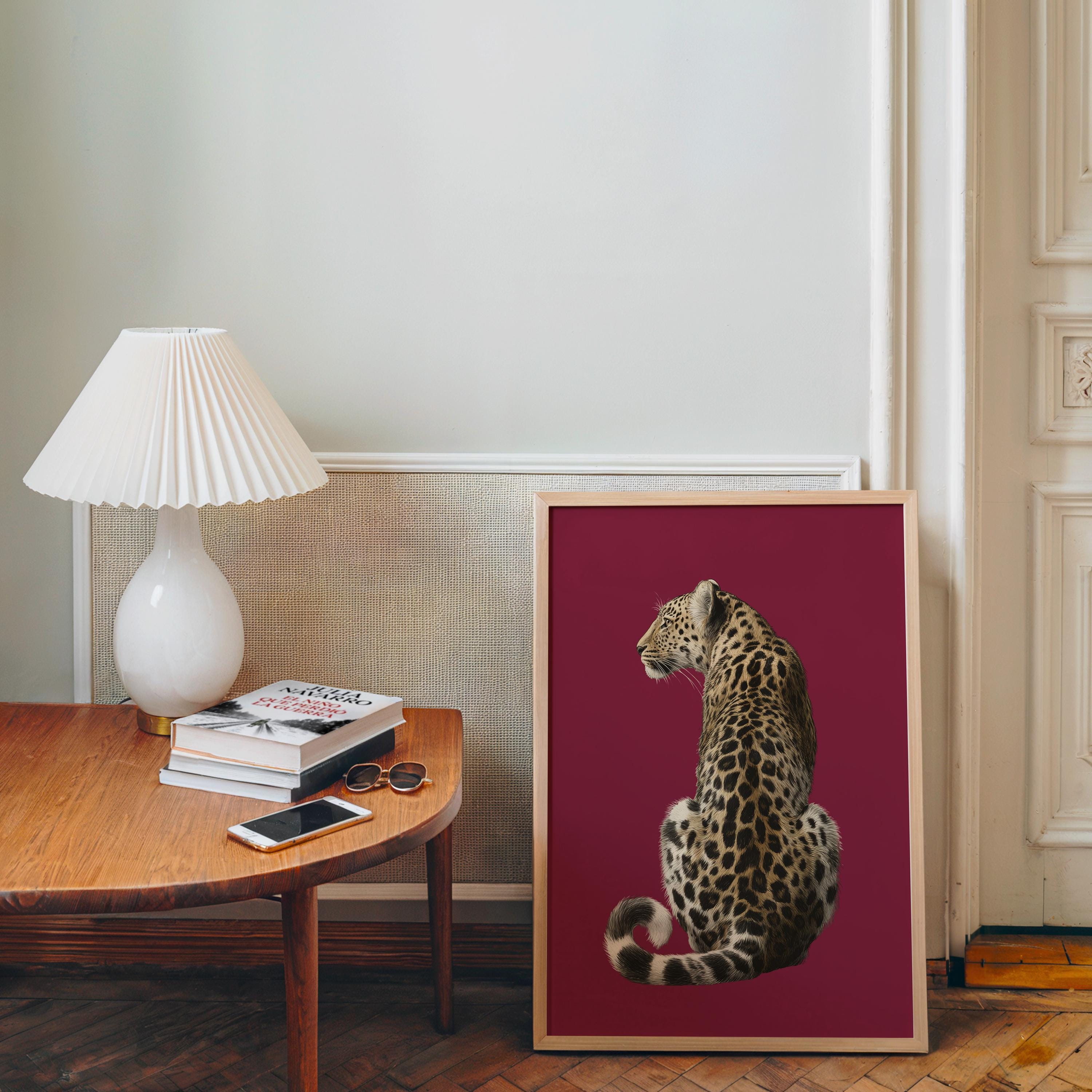 Leopard Gallery Wall Set of 3, Lucky Girl 8 Ball Art, Bold Red Fashion Decor, Preppy Chic Animal Prints, Trendy Printable Art