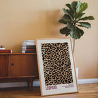Leopard Print Wall Art, Burgundy Animal Pattern Poster, Bold Preppy Chic Decor, Fashion Leopard Artwork, Trendy Printable Art