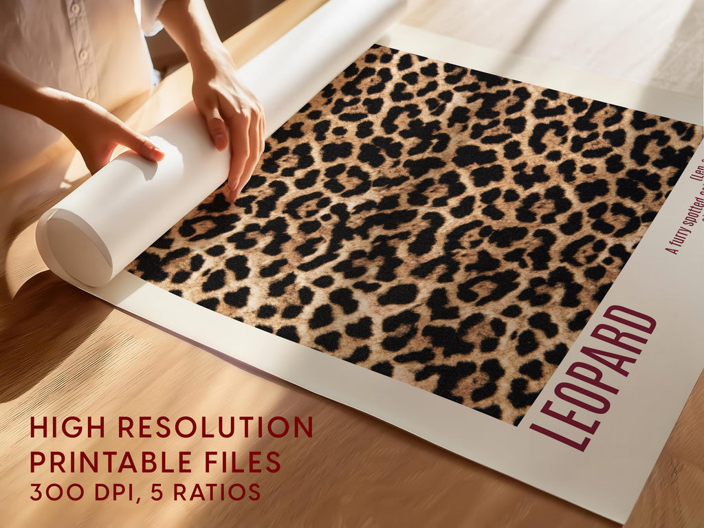 Leopard Print Wall Art, Burgundy Animal Pattern Poster, Bold Preppy Chic Decor, Fashion Leopard Artwork, Trendy Printable Art