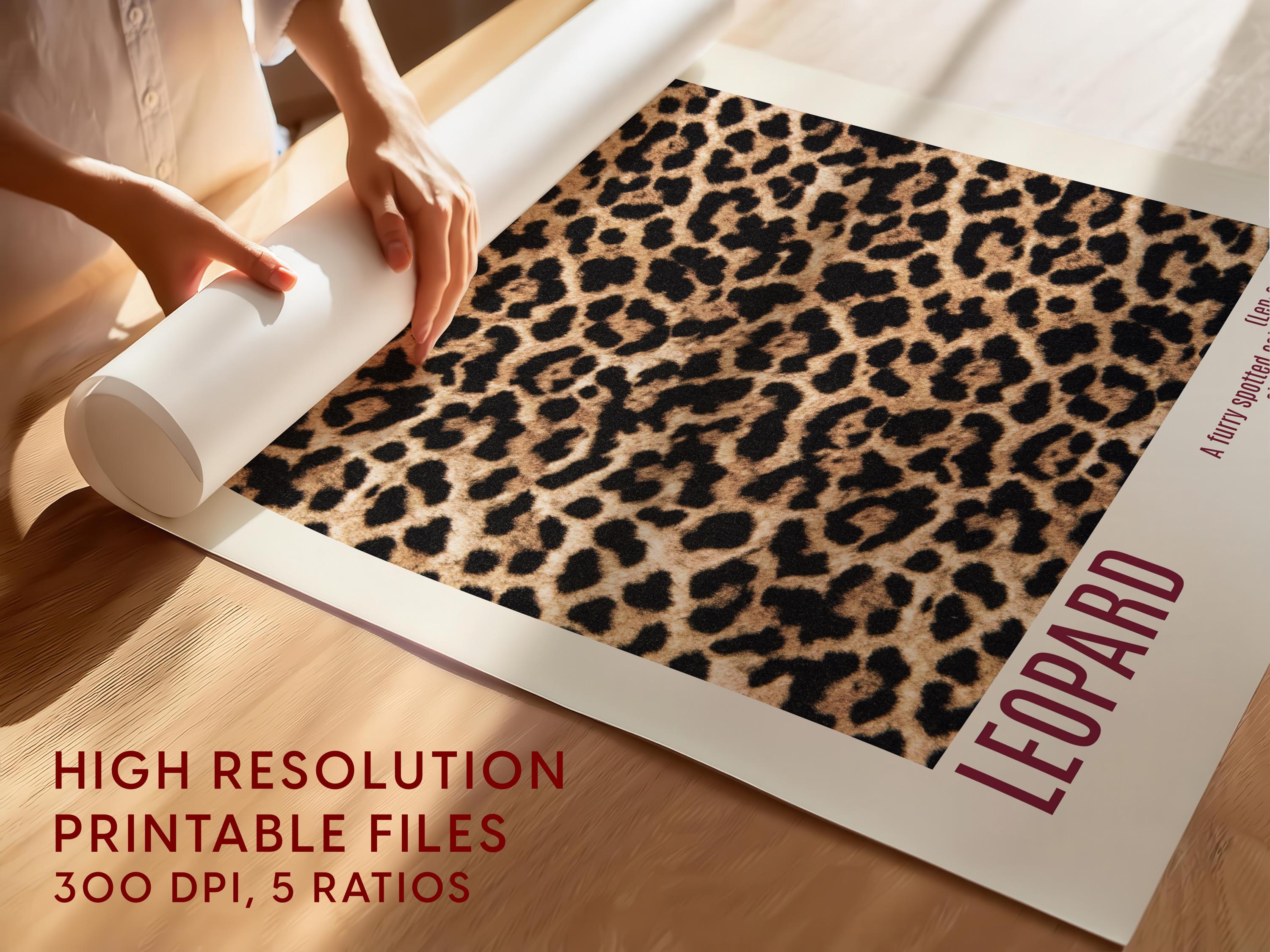 Leopard Print Wall Art, Burgundy Animal Pattern Poster, Bold Preppy Chic Decor, Fashion Leopard Artwork, Trendy Printable Art