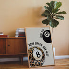 Lucky Girl 8 Ball Wall Art, Leopard Print Poster, Neutral Beige Preppy Decor, How Lucky Are We Quote, Trendy Printable Art, DIGITAL