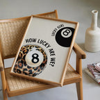 Lucky Girl 8 Ball Wall Art, Leopard Print Poster, Neutral Beige Preppy Decor, How Lucky Are We Quote, Trendy Printable Art, DIGITAL
