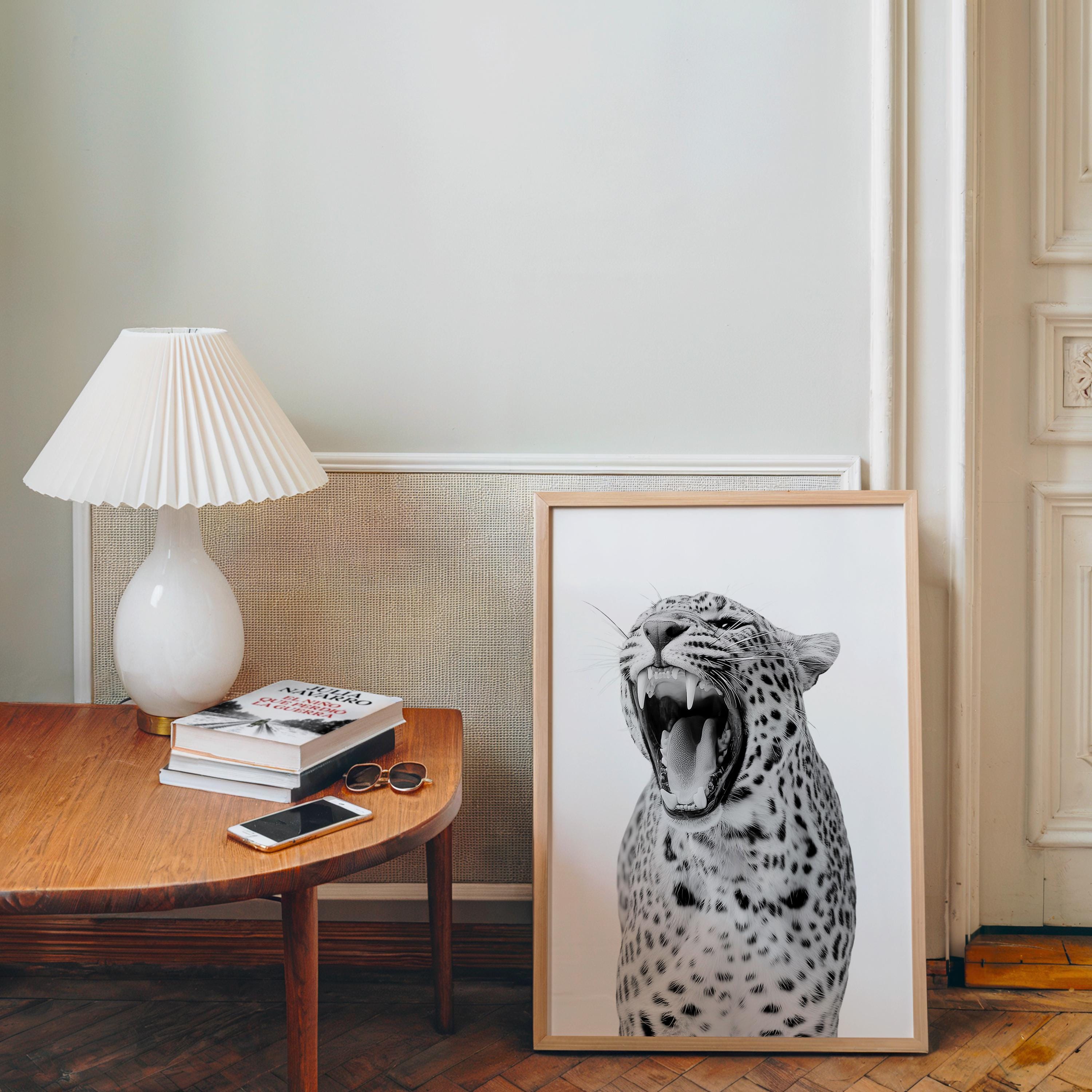 Black and White Leopard Gallery Wall Set of 3, Lucky Girl 8 Ball Art, Fashion Editorial Decor, Bold Monochrome Prints, Modern Printable Art